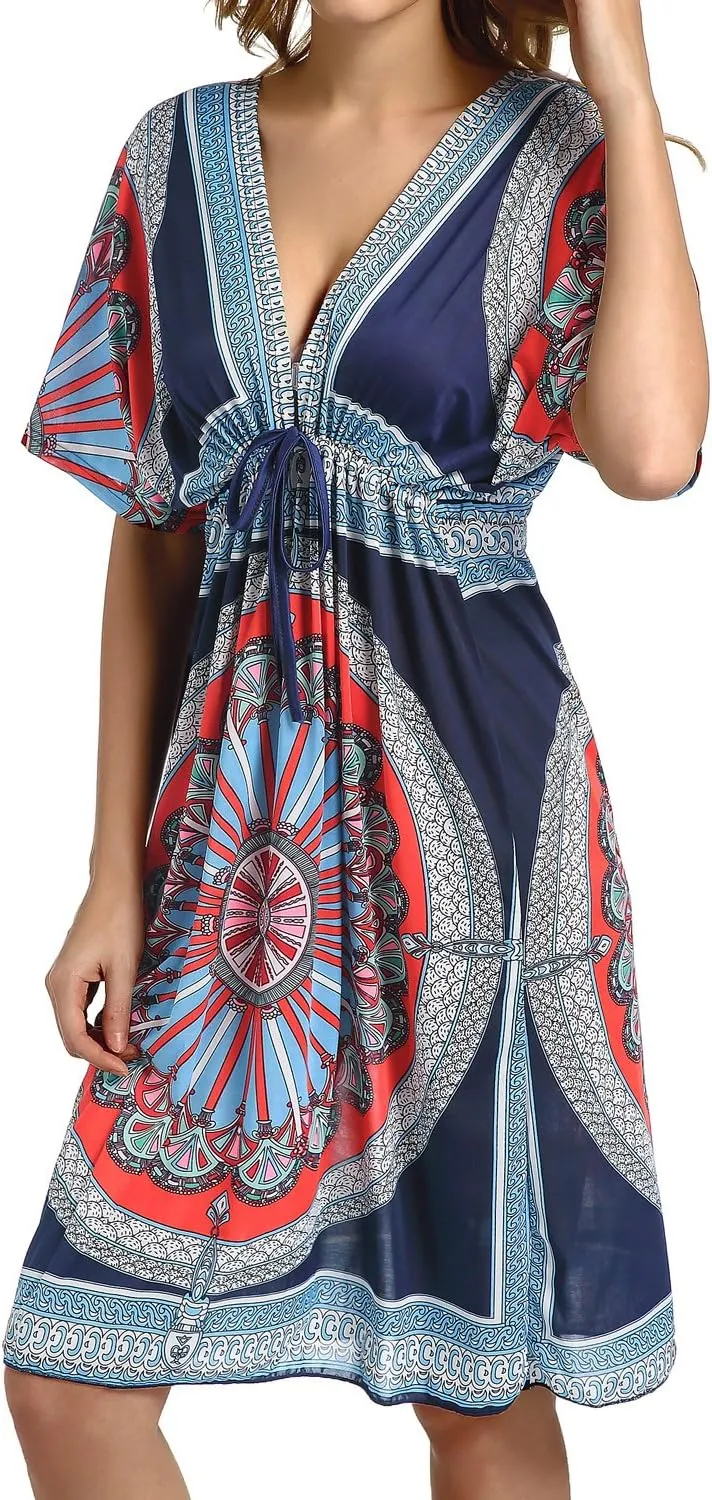 CHERRY CAT Women Cover Ups Swimsuit Casual Loose Beach Dress