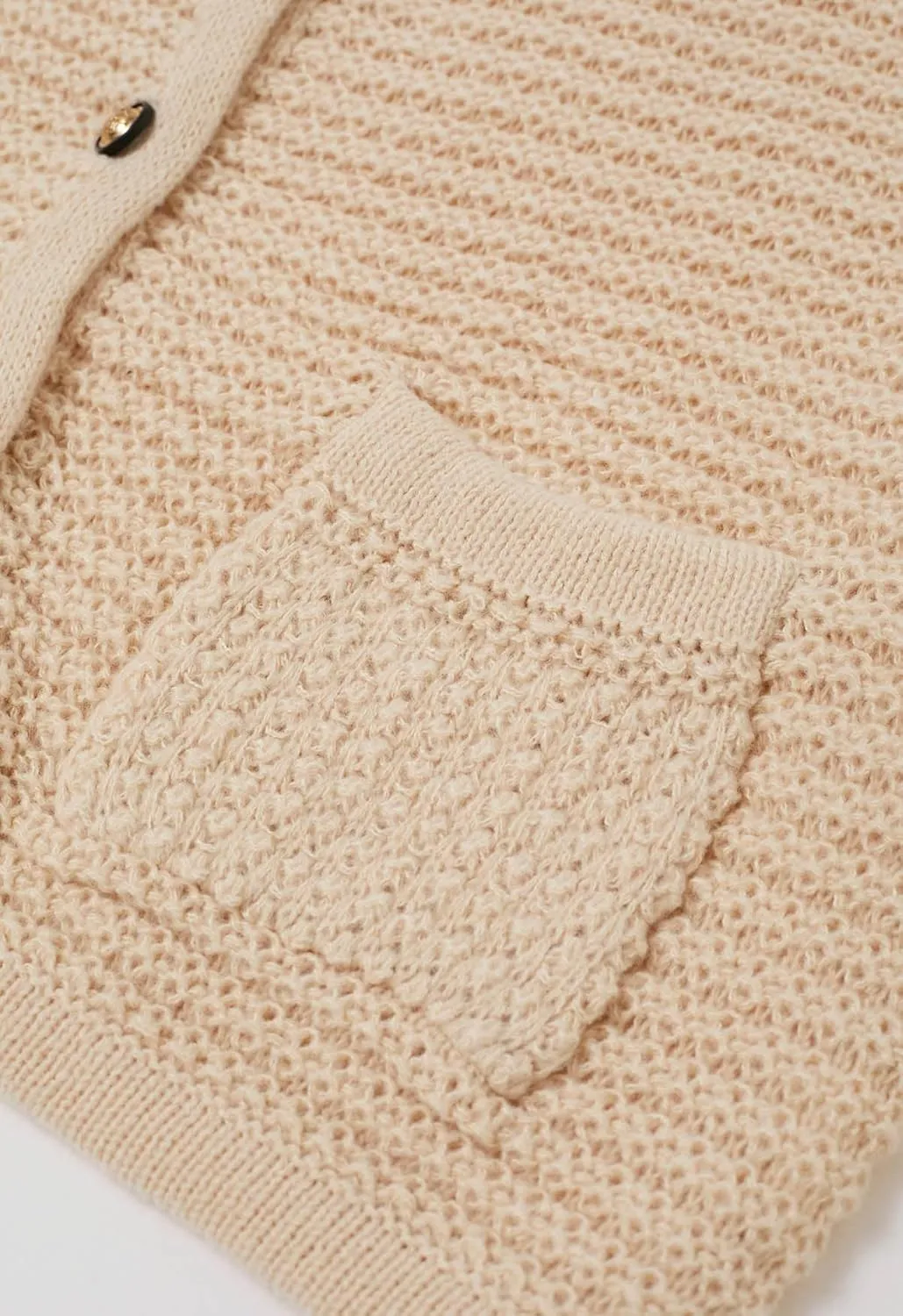CHICWISH Women Waffle Knit Sweater Cardigan Open Front Button Crop Cardigan Long Sleeve Fall Casual Coat with Pockets