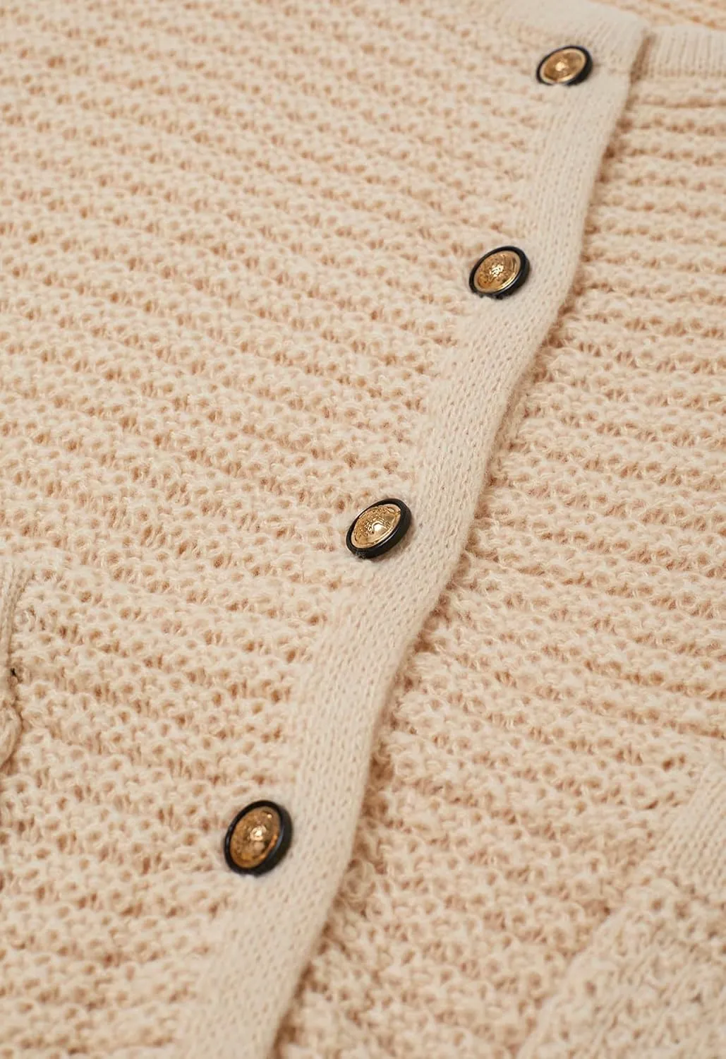 CHICWISH Women Waffle Knit Sweater Cardigan Open Front Button Crop Cardigan Long Sleeve Fall Casual Coat with Pockets