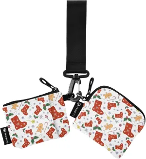Christmas Socks Mini Zip Around Wristlet keychain Wallet for Women with Detachable Dual Pouch Wristlet Portable wallet Coin Purse