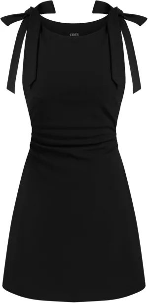 CIDER Mini Dress Bodycon Sexy Square Neck Bowknot Sleeveless High Waist Party Cocktail Elegant Dresses for Women