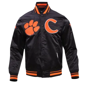 CLEMSON UNIVERSITY CLASSIC RIB SATIN JACKET (BLACK/ORANGE)