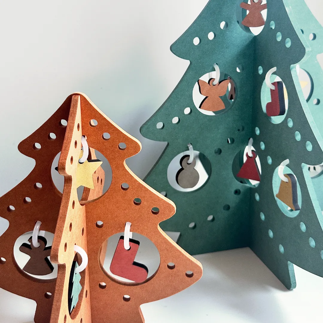 Colour MDF Christmas Tree - Green - Small