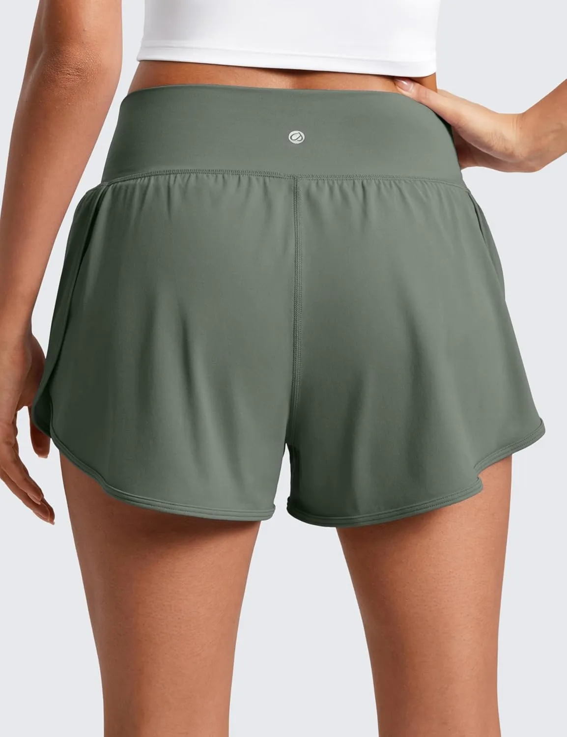 CRZ YOGA Butterluxe-Light High Waisted Dolphin Shorts for Women 2.5" Soft Split for Casual Lounge Athletic Yoga with Liner