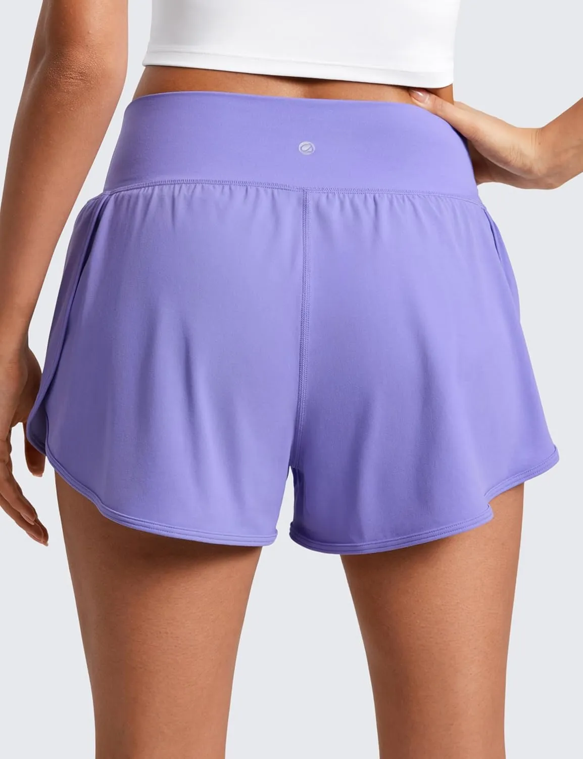 CRZ YOGA Butterluxe-Light High Waisted Dolphin Shorts for Women 2.5" Soft Split for Casual Lounge Athletic Yoga with Liner