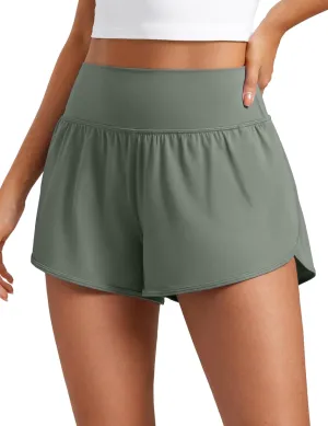 CRZ YOGA Butterluxe-Light High Waisted Dolphin Shorts for Women 2.5" Soft Split for Casual Lounge Athletic Yoga with Liner