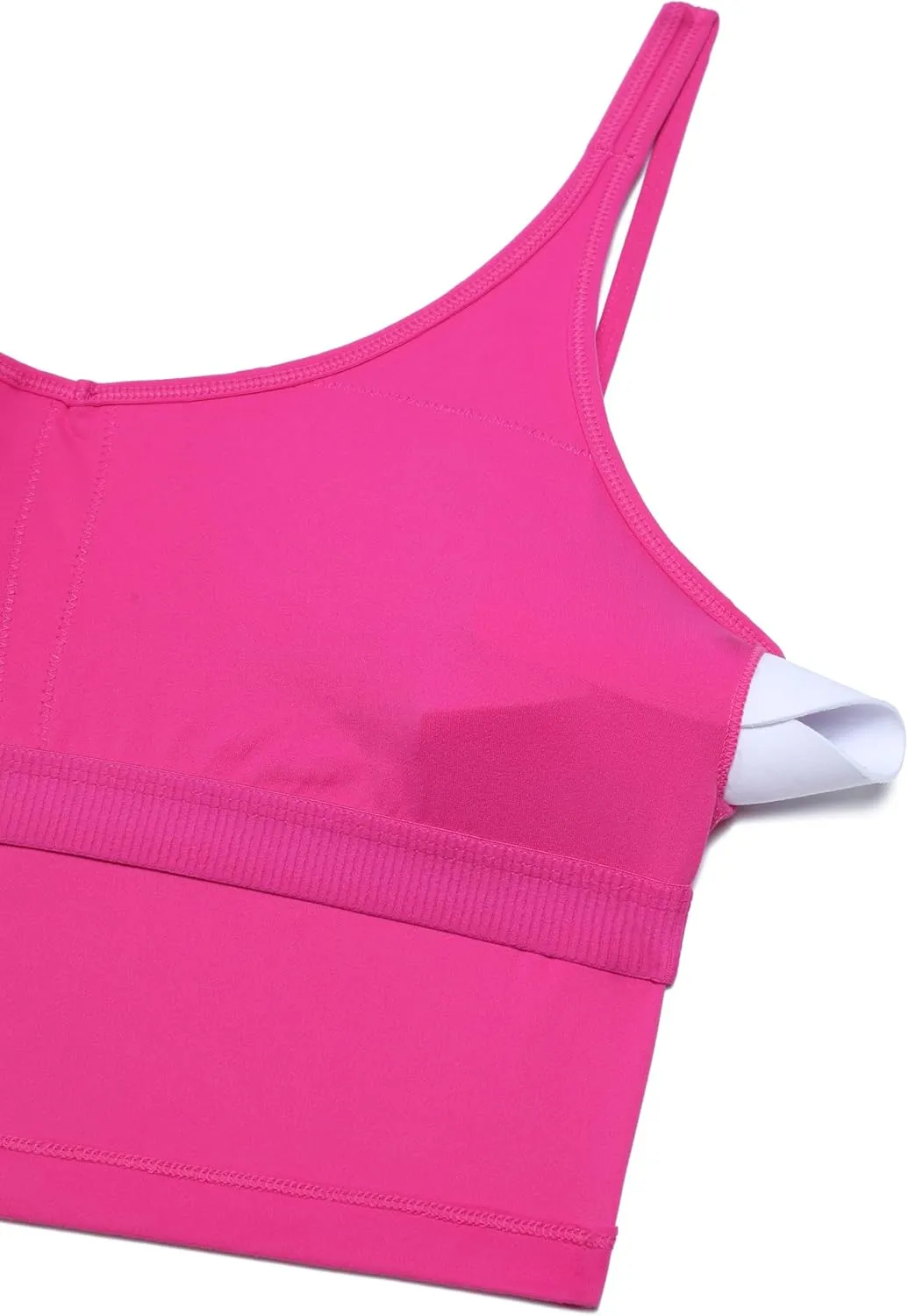 CRZ YOGA Butterluxe-Light Womens V Neck Longline Sports Bra - Spaghetti Straps Workout Crop Top Padded Yoga Cami