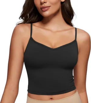 CRZ YOGA Butterluxe Womens Sweetheart Longline Sports Bra - Adjustable Thin Strap Workout Tank Tops Yoga Padded Camisole