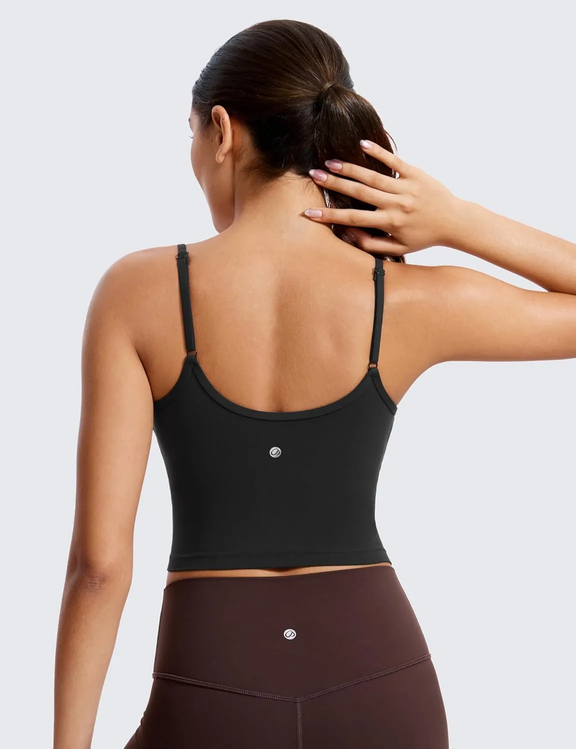 CRZ YOGA Butterluxe Womens Sweetheart Longline Sports Bra - Adjustable Thin Strap Workout Tank Tops Yoga Padded Camisole