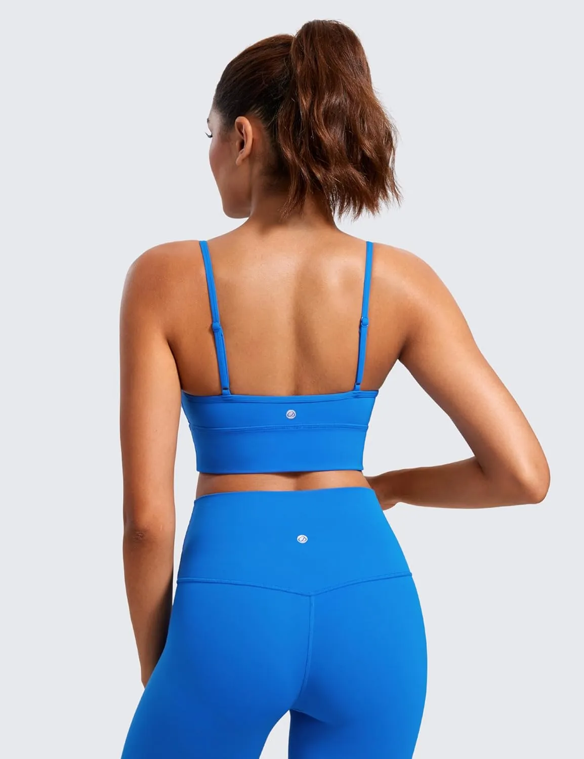 CRZ YOGA Butterluxe Womens V Neck Longline Sports Bra - Adjustable Padded Yoga Camisole Workout Crop Top