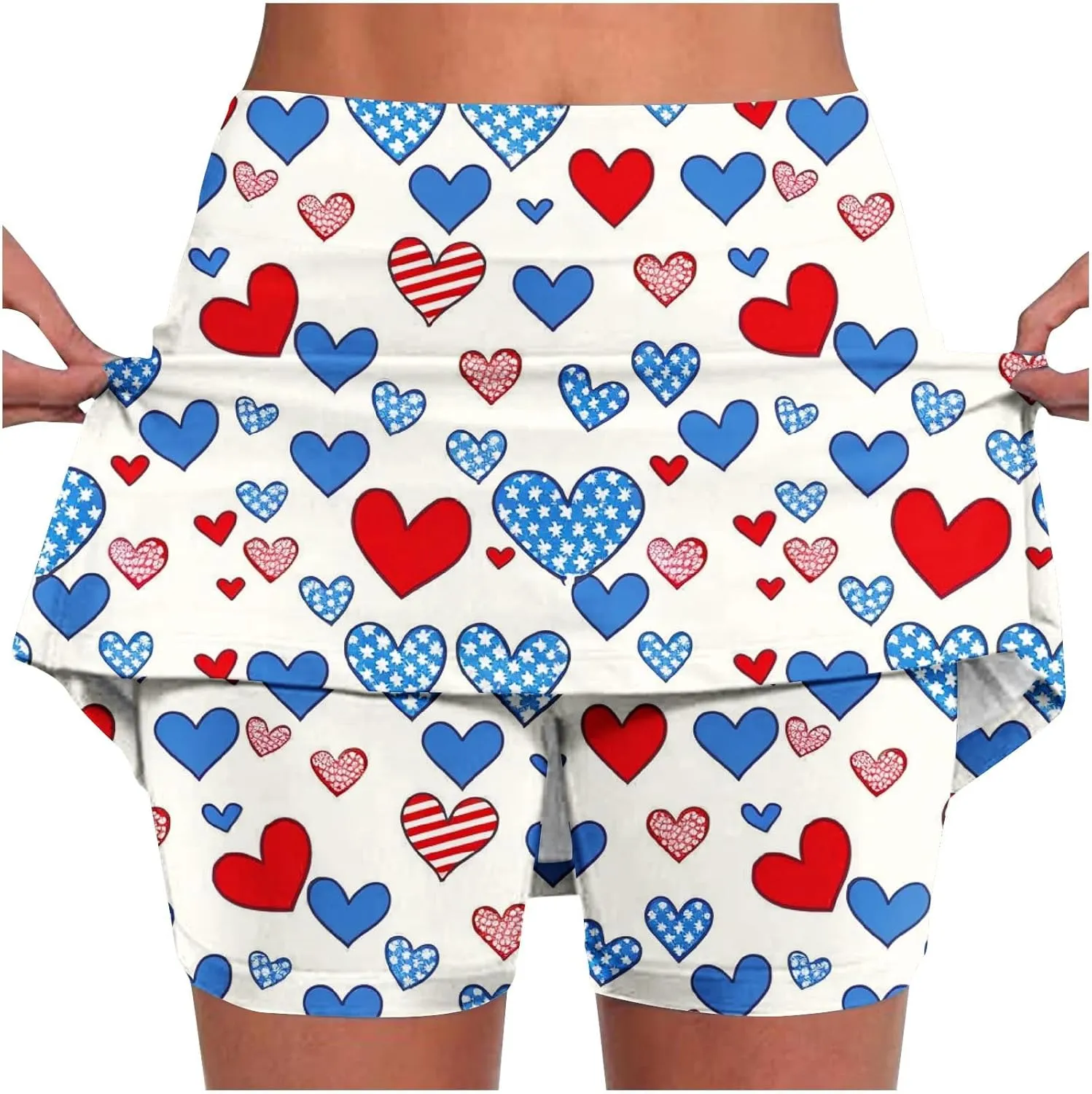 DDAPJ pyju 4th of July Tennis Skirt for Women High Waisted Athletic Skorts Running Workout Patriotic Skirts Skirted Shorts