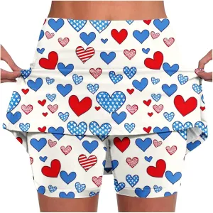 DDAPJ pyju 4th of July Tennis Skirt for Women High Waisted Athletic Skorts Running Workout Patriotic Skirts Skirted Shorts