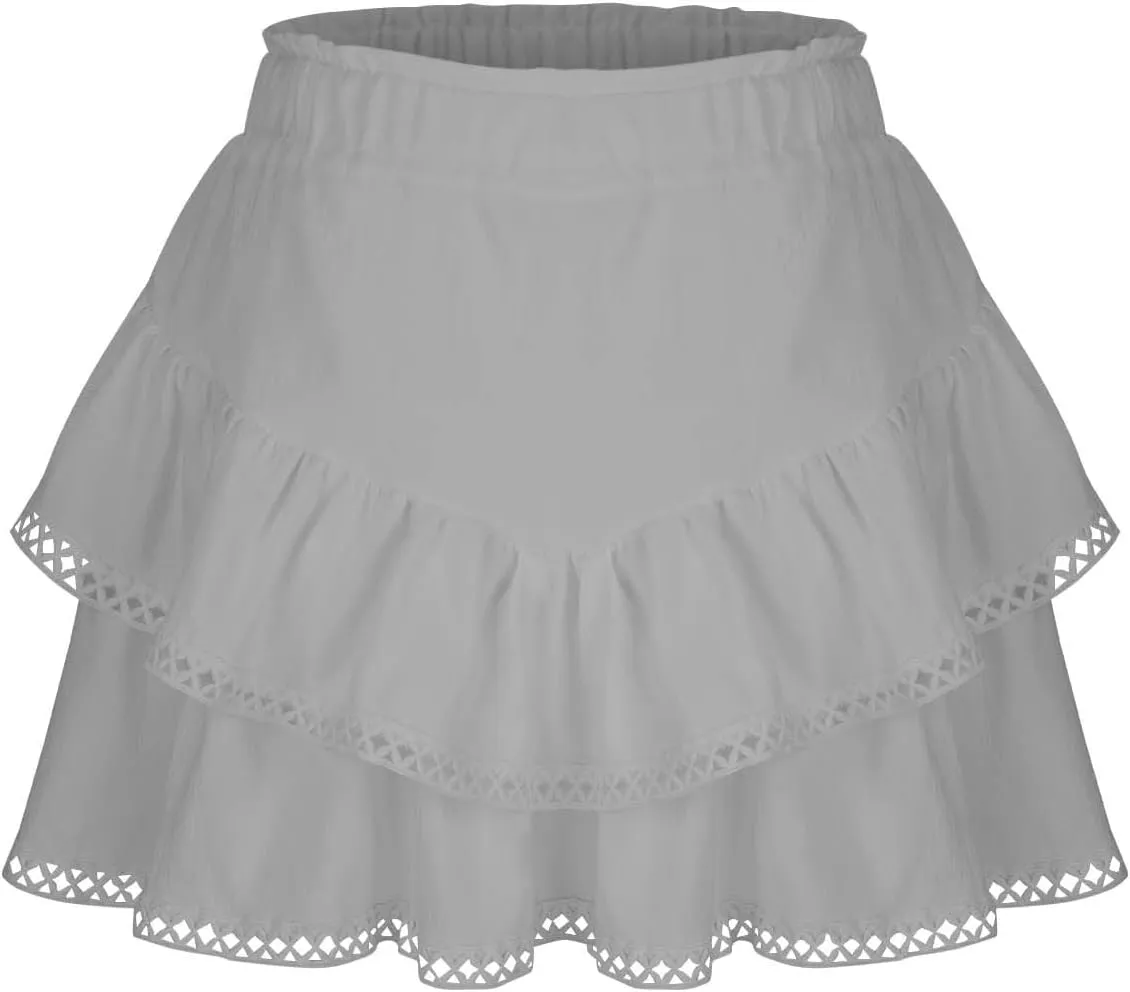 DDAPJ pyju Flowy Shorts for Women Summer Casual Boho Ruffle Tiered Skorts High Waist Mini Skirts Crochet Golf Tennis Skirts