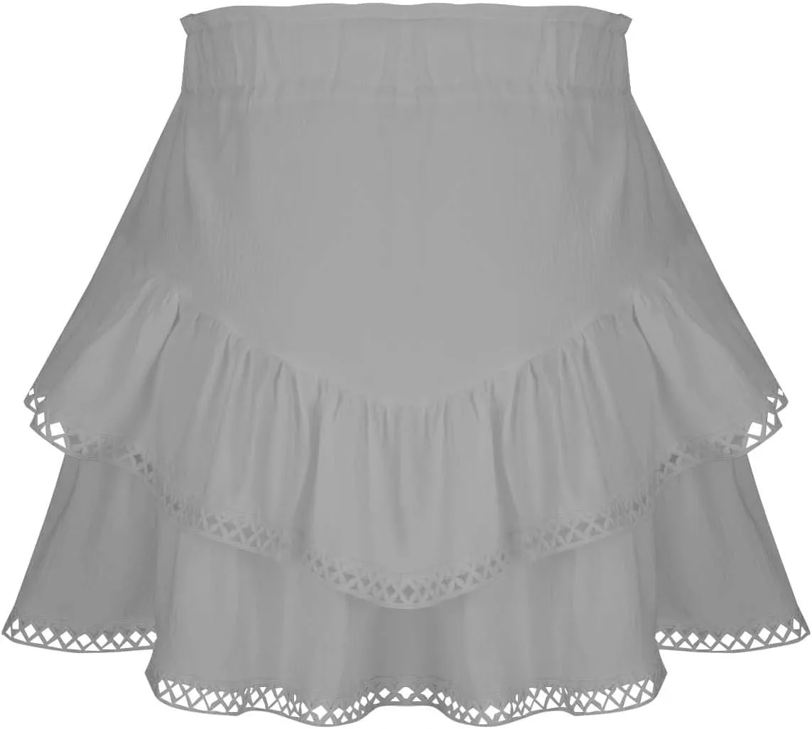 DDAPJ pyju Flowy Shorts for Women Summer Casual Boho Ruffle Tiered Skorts High Waist Mini Skirts Crochet Golf Tennis Skirts