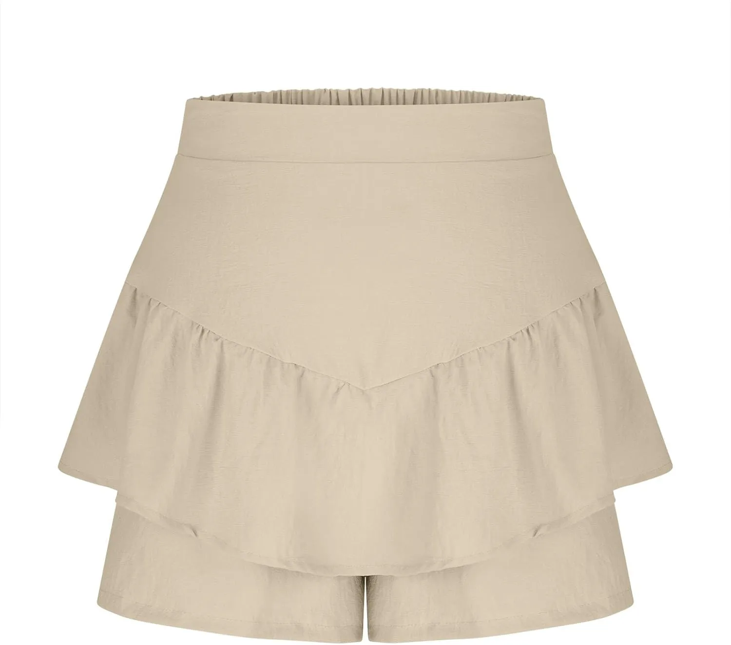 DDAPJ pyju Ruffle Shorts for Women 2025 Trendy Casual Mini Skirt Wide Leg High Waisted Shorts Flowy Skort for Summer