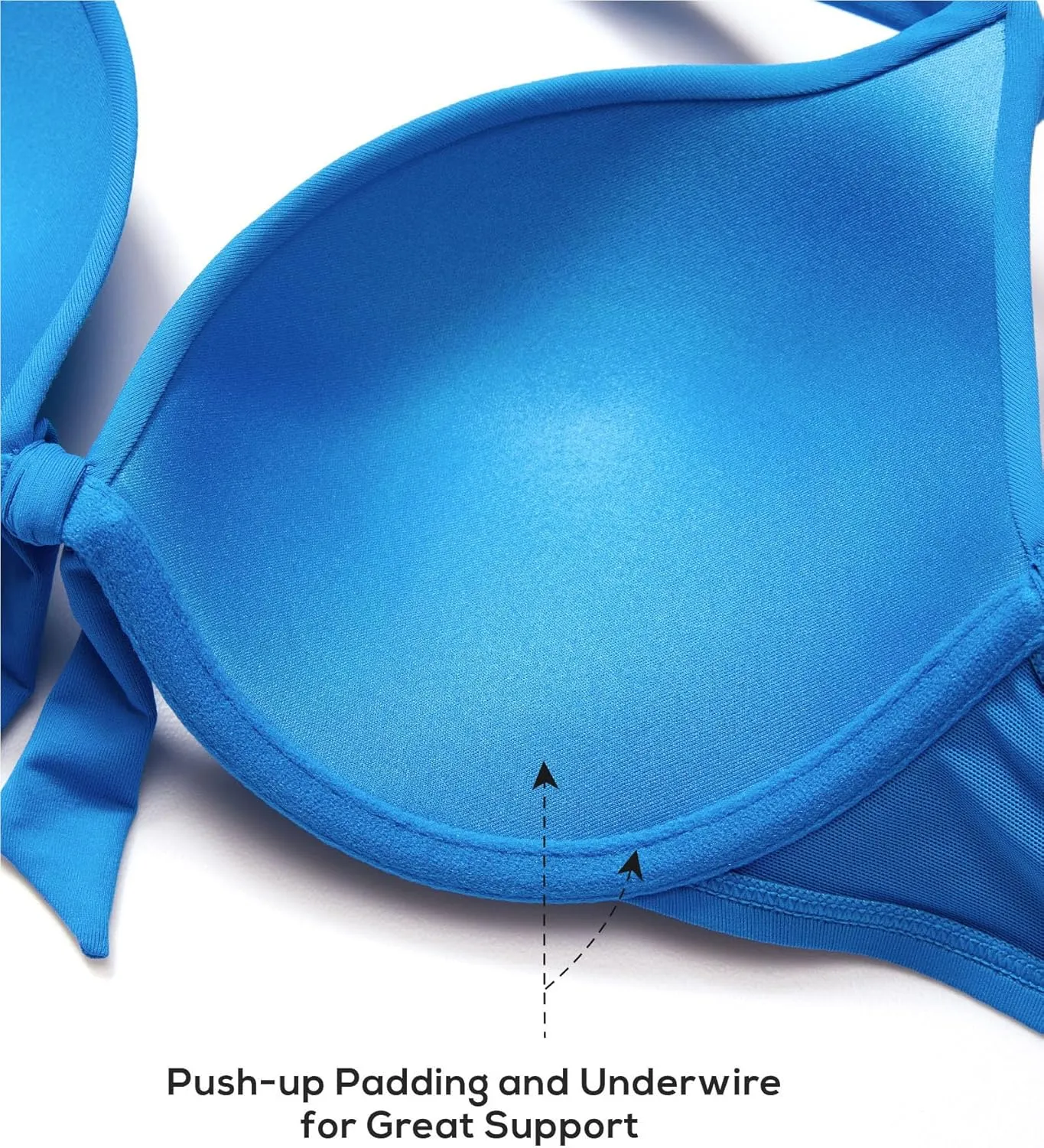DOBREVA Women's Underwire Push Up Bikini Top Halter Bathing Suit Tops Sexy Supportive Swimsuits - Bra Sizes