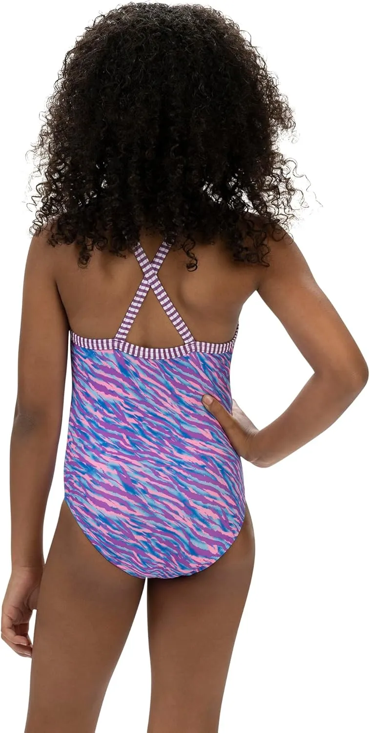 Dolfin Uglies Girls' One Piece Swimsuit - Athletic Practice Suit with Criss-Cross Straps