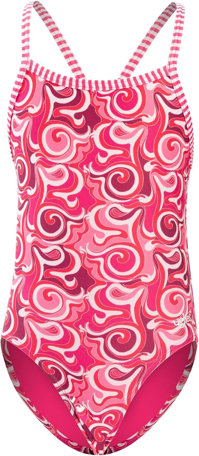 Dolfin Uglies Girls' One Piece Swimsuit - Athletic Practice Suit with Criss-Cross Straps