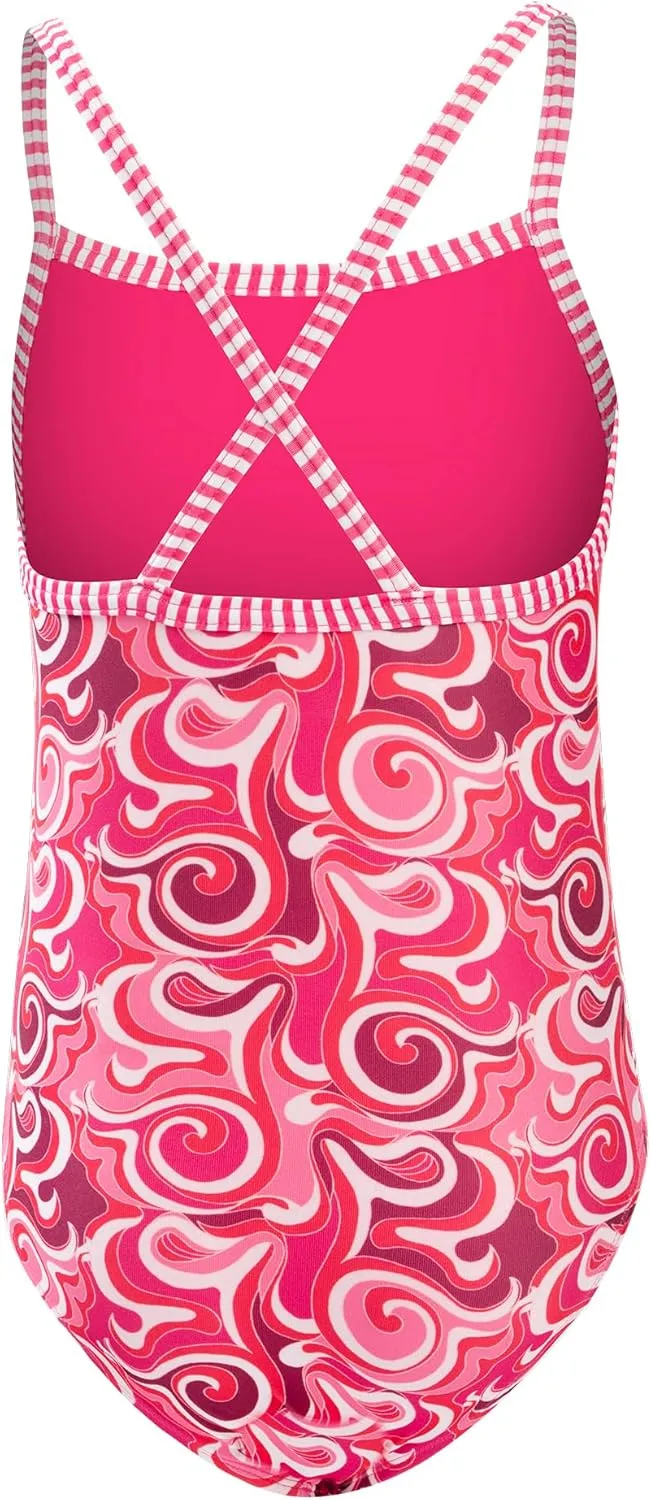 Dolfin Uglies Girls' One Piece Swimsuit - Athletic Practice Suit with Criss-Cross Straps