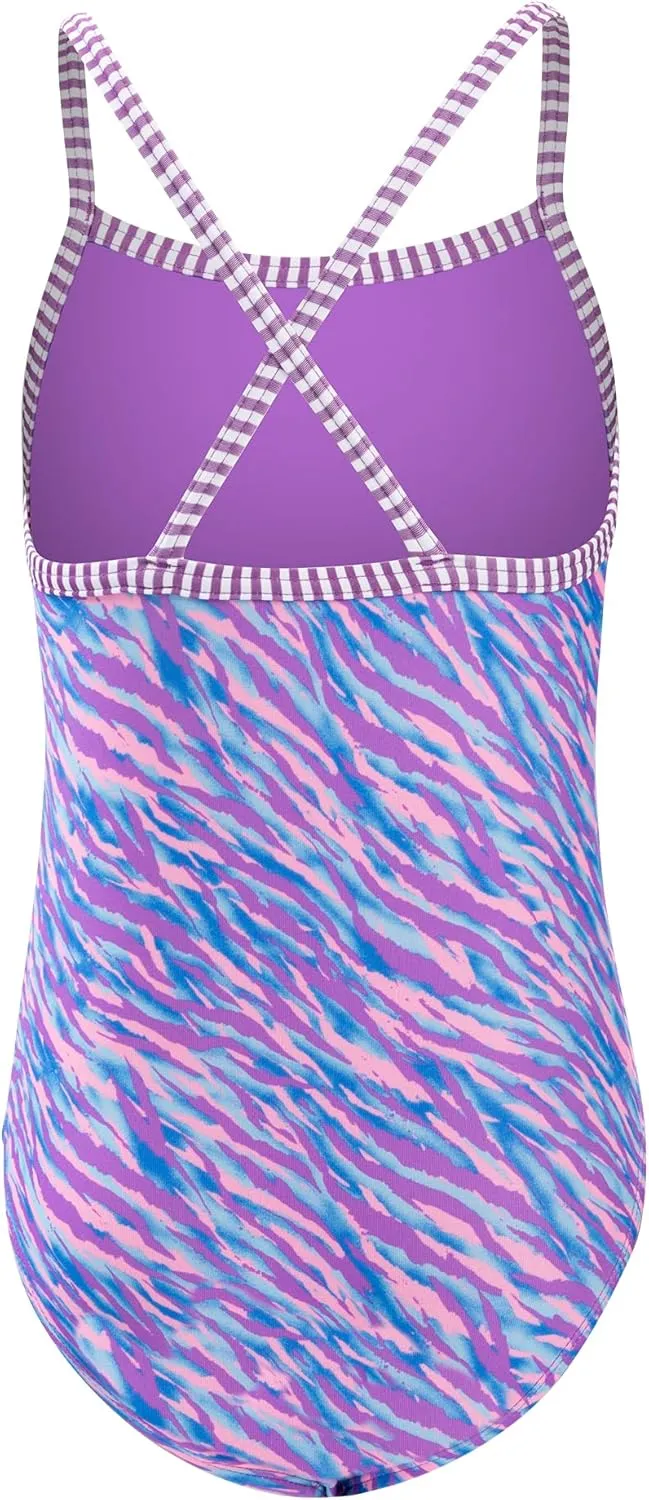 Dolfin Uglies Girls' One Piece Swimsuit - Athletic Practice Suit with Criss-Cross Straps