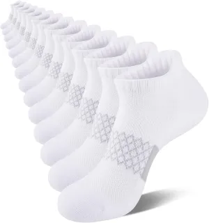 eallco Mens Cotton Ankle Socks Athletic Running Low Cut Breathable Cushioned Sport Tab Short Socks 7 Pairs