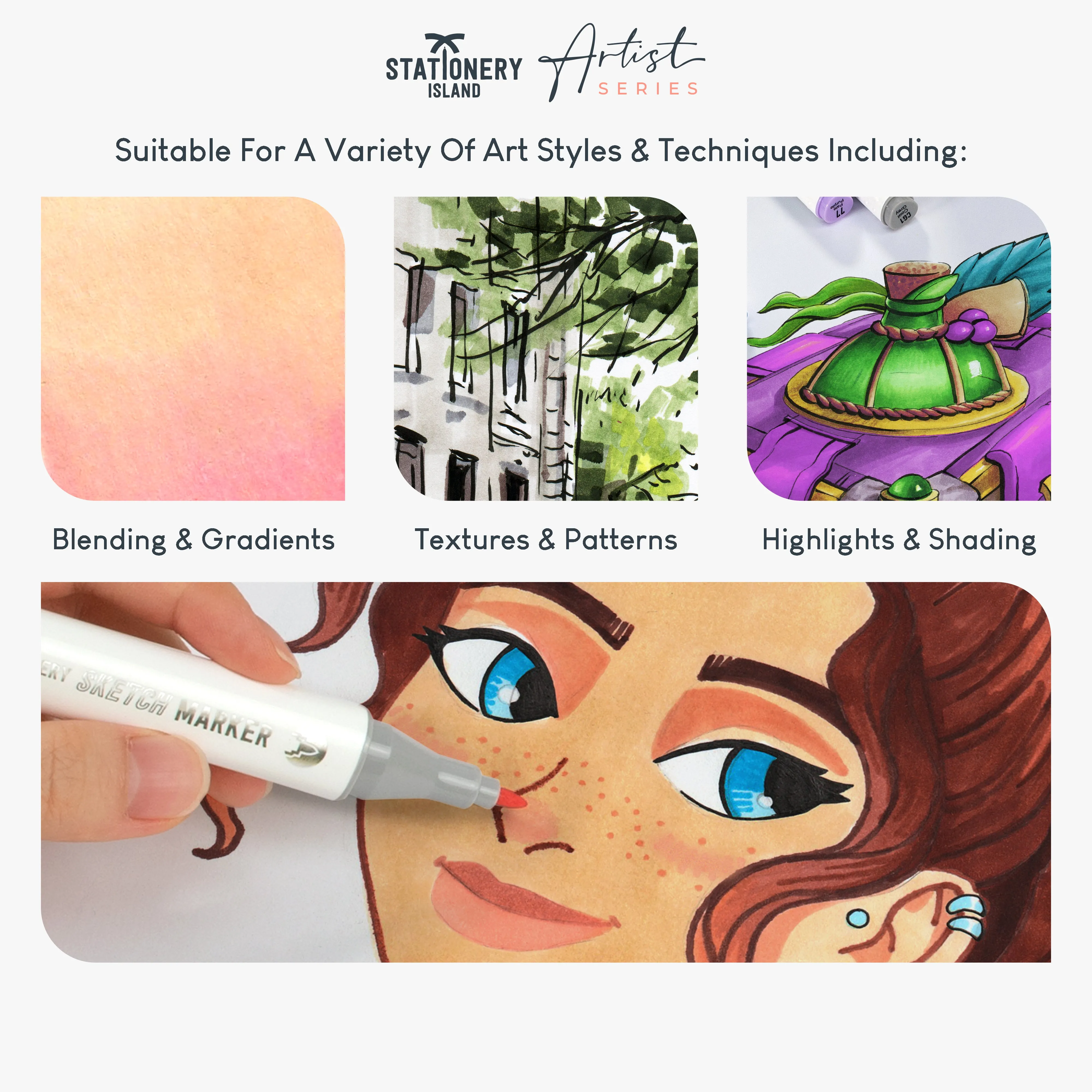 Essential Colours Sketch Markers & Hard Carry Case - Set of 48