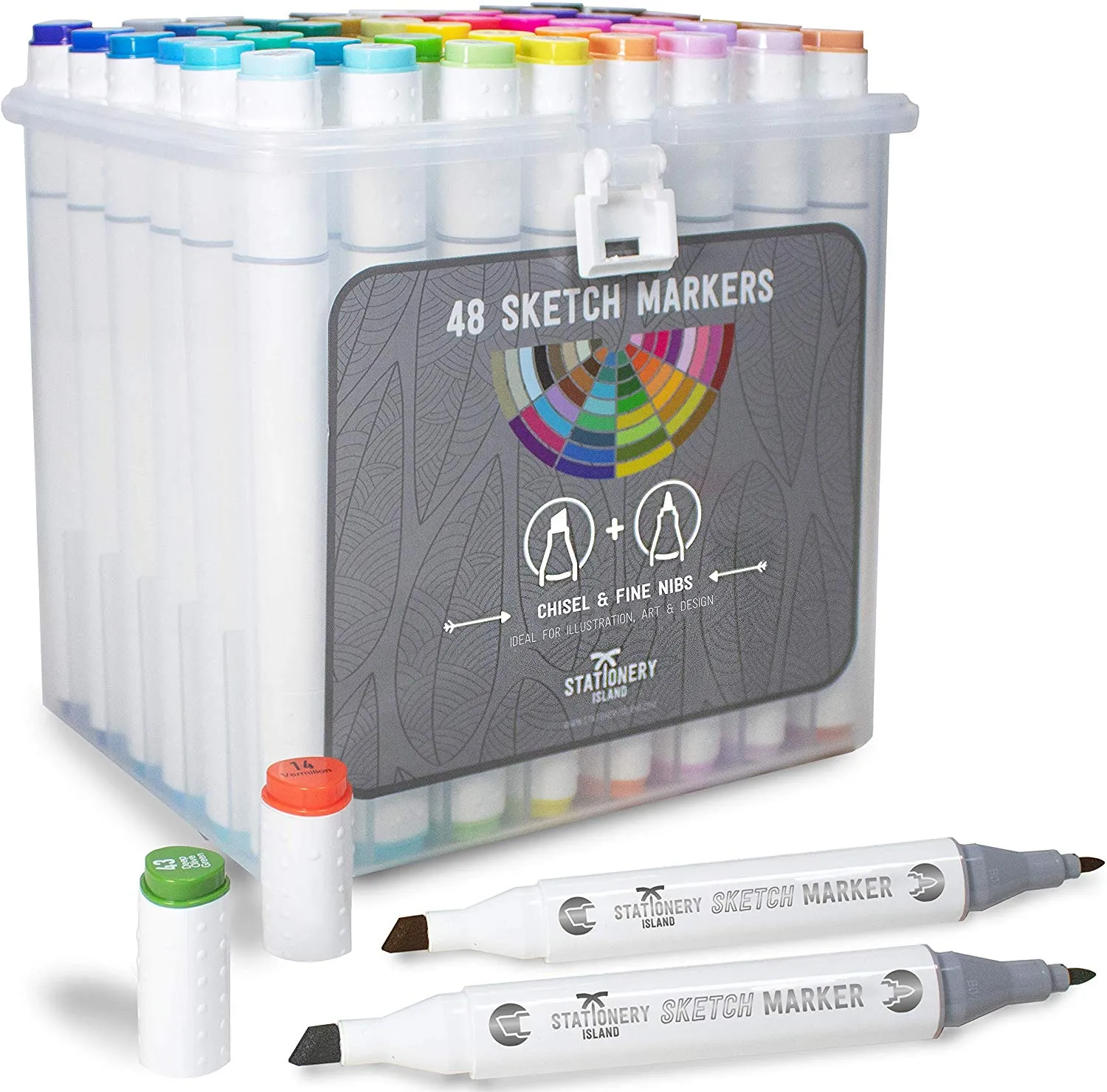Essential Colours Sketch Markers & Hard Carry Case - Set of 48