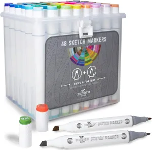 Essential Colours Sketch Markers & Hard Carry Case - Set of 48