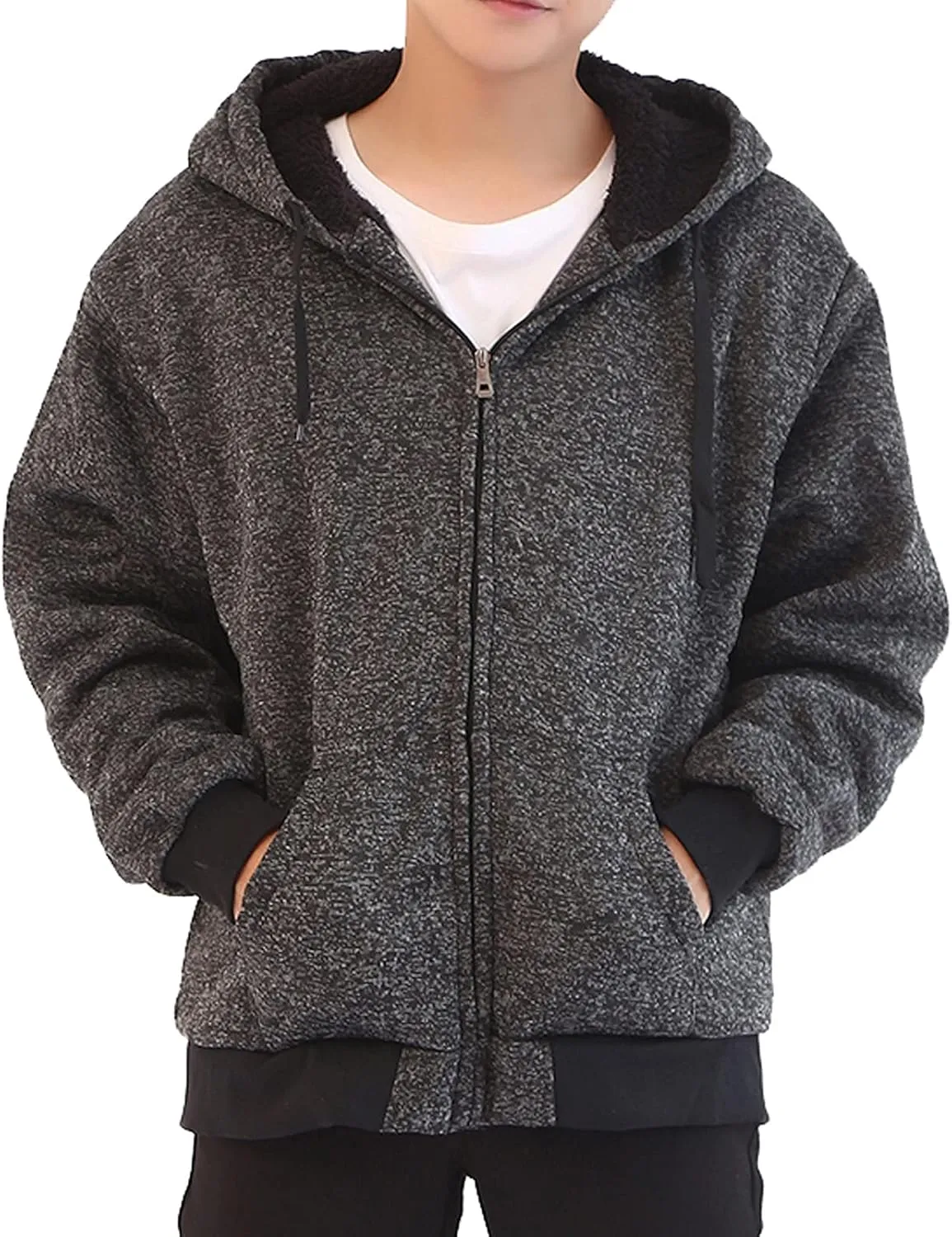 Facitisu Flannel Hoodies for Men Sherpa Lined Heavy Fleece Plaid Jacket Mens Coats Plus Size Big Tall