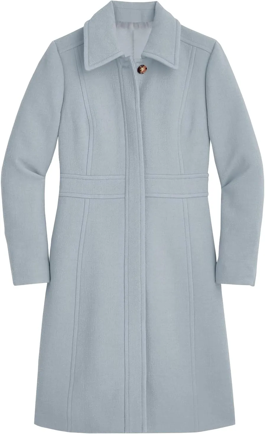 Fisoew Women's Elegant Single Breasted Coat Long Sleeve Mid Winter Overcoat Work Office Pea Coats