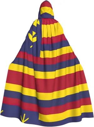 Flag Of The Kingdom Of Hawaii Print Long Cape Unisex Cloak With Hood Halloween Costume Cloak Adult Vampire Witch Cape