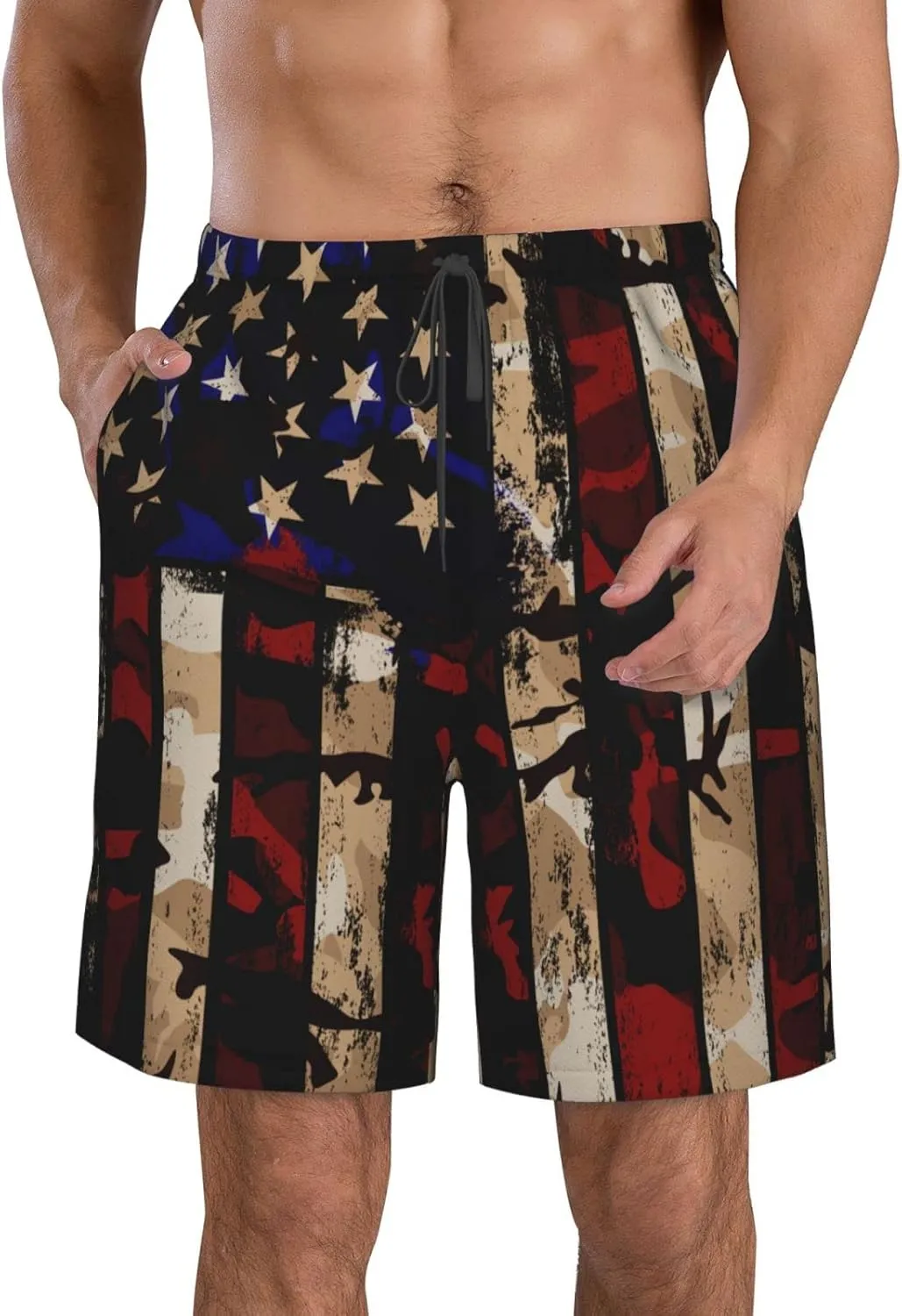 FREEHOTU Men's Swim Trunks Beach Board Shorts Quick Dry Swimwear Sports with Pockets