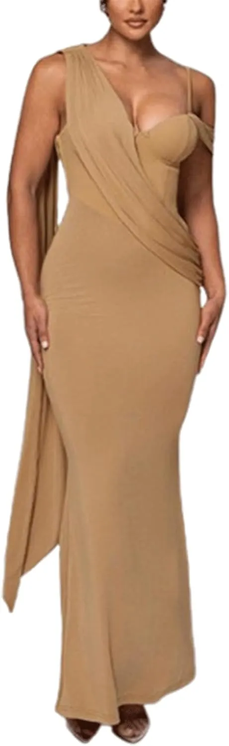 French Long Skirt Sleeveless Evening Dress Low-Cut Tights Evening Dresses for Women High-Waisted Camisole Women's Dresses