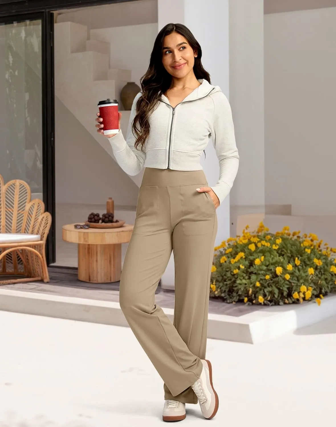 G Gradual Women's Yoga Pants wiht Pockets High Waist Stretch Loose Casual Lounge Sweatpants Petite/Regular/Tall