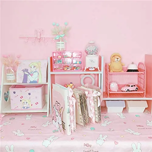 G4GIFT (Pack of 1) Metal Foldable Book, Stationery & Makeup Stand Desk Organizer Multipurpose Use (Pink)(Size: 19 x 10 x 15 cm)
