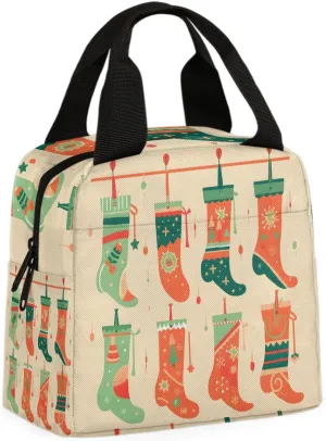 Gifts Socks Lunch Bag Christmas Socks Tote Lunch Bag Reusable Lunch Box Leakproof Cooler Bag
