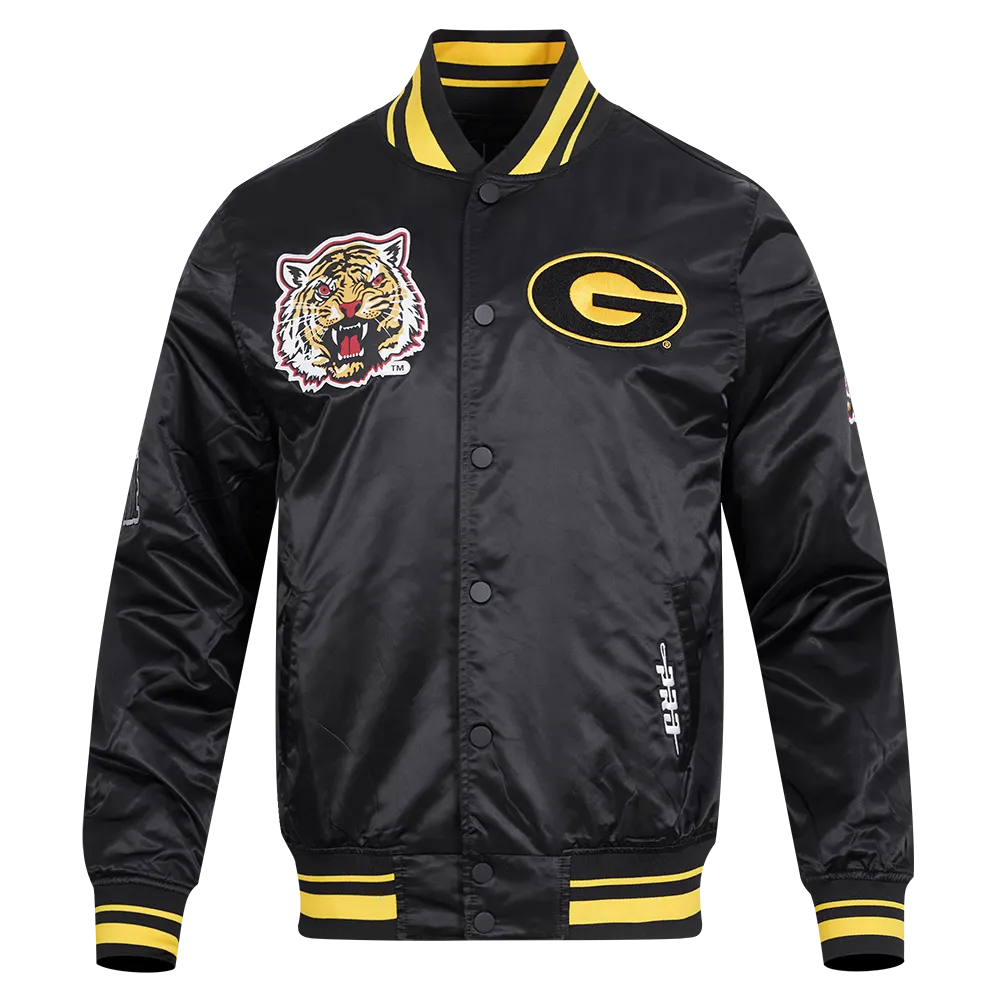 GRAMBLING STATE UNIVERSITY CLASSIC RIB SATIN JACKET (BLACK/YELLOW)