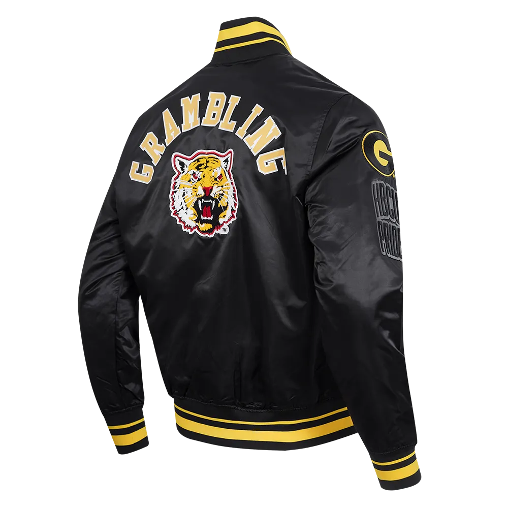 GRAMBLING STATE UNIVERSITY CLASSIC RIB SATIN JACKET (BLACK/YELLOW)