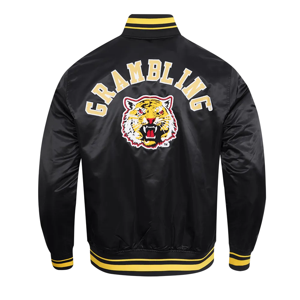 GRAMBLING STATE UNIVERSITY CLASSIC RIB SATIN JACKET (BLACK/YELLOW)