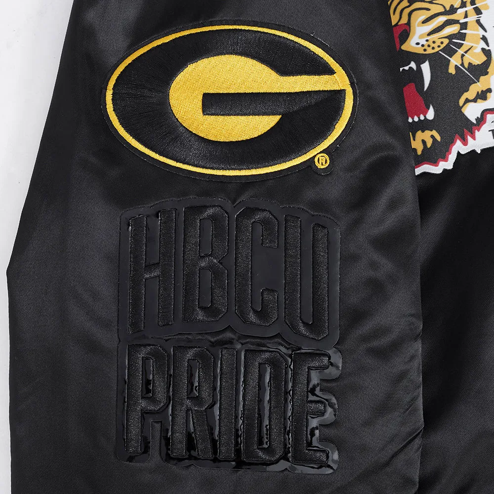 GRAMBLING STATE UNIVERSITY CLASSIC RIB SATIN JACKET (BLACK/YELLOW)