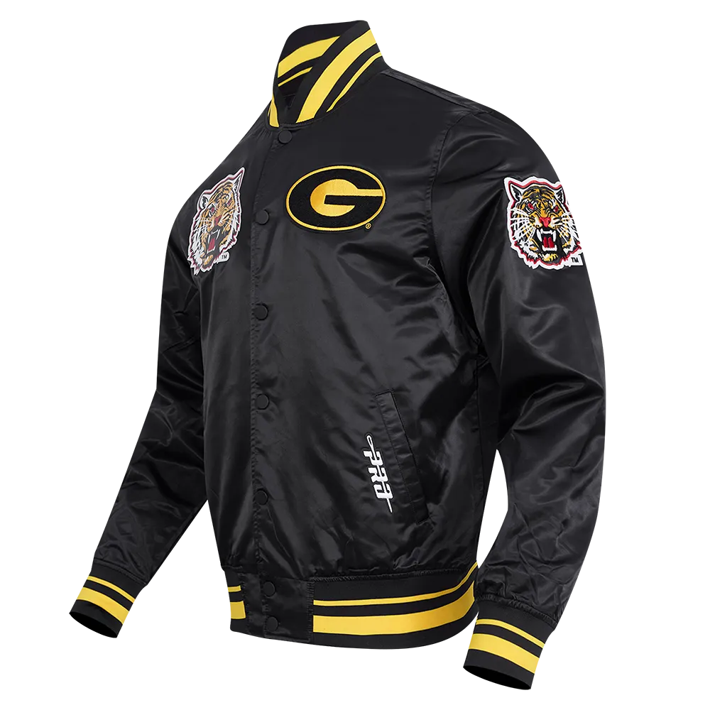 GRAMBLING STATE UNIVERSITY CLASSIC RIB SATIN JACKET (BLACK/YELLOW)