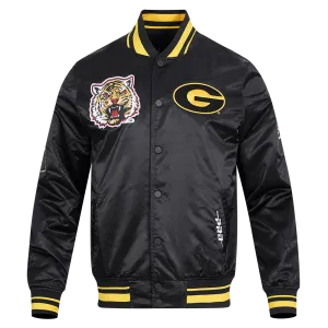 GRAMBLING STATE UNIVERSITY CLASSIC RIB SATIN JACKET (BLACK/YELLOW)