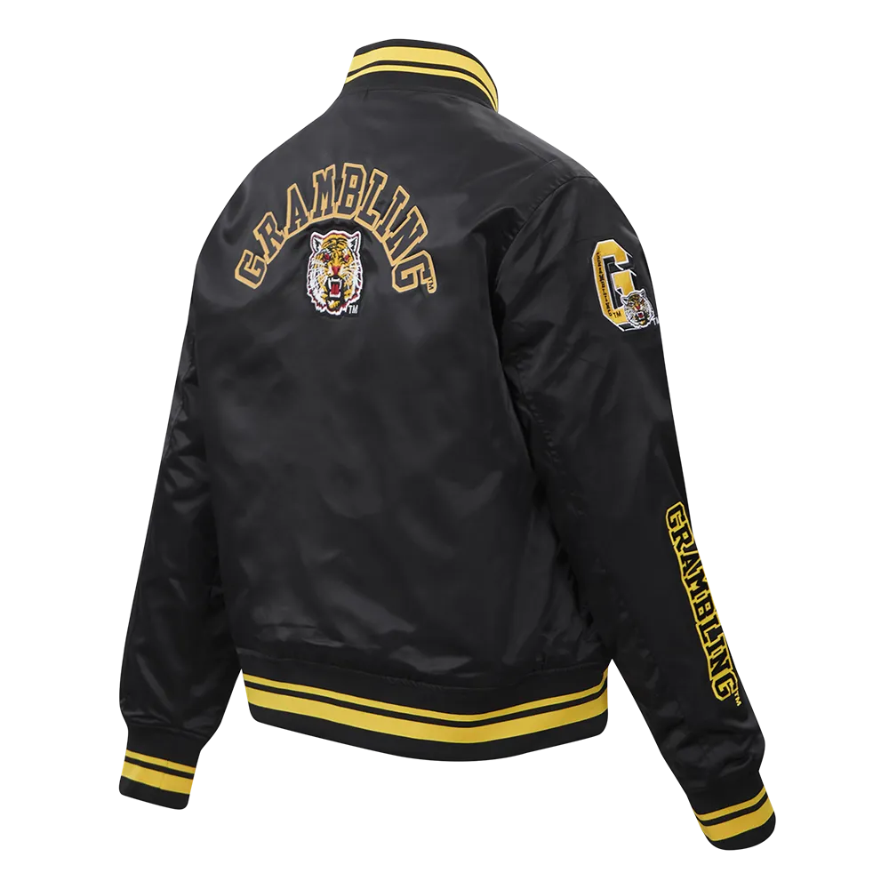 GRAMBLING STATE UNIVERSITY CLASSIC WOMEN'S RIB SATIN JACKET (BLACK/YELLOW)
