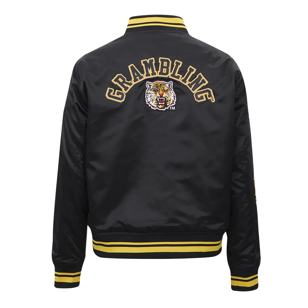 GRAMBLING STATE UNIVERSITY CLASSIC WOMEN'S RIB SATIN JACKET (BLACK/YELLOW)