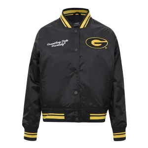 GRAMBLING STATE UNIVERSITY CLASSIC WOMEN'S RIB SATIN JACKET (BLACK/YELLOW)