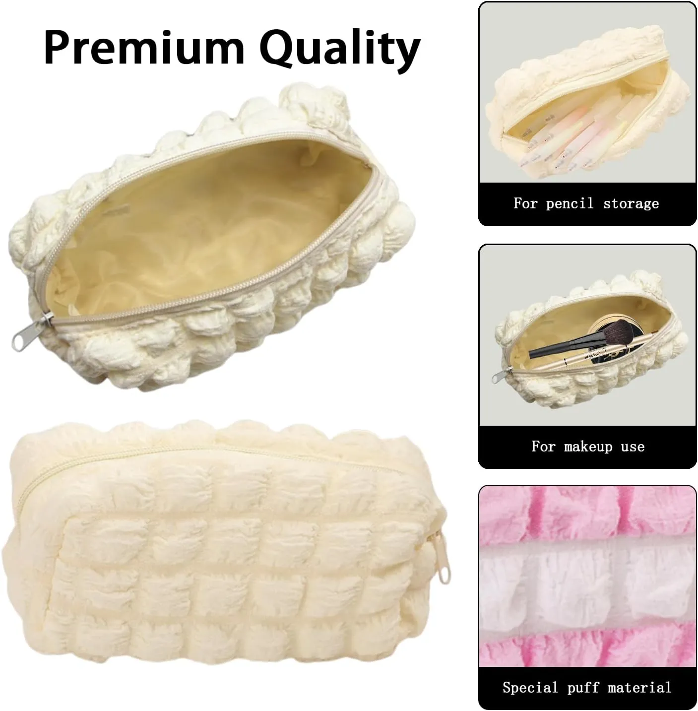 GRINKO Cosmetic Bag, Puff Makeup Bag, Plush Make Up Bag, Travel Toiletry Bag, 2024 Winter Portable Pouch Organizer Fashion Yellow