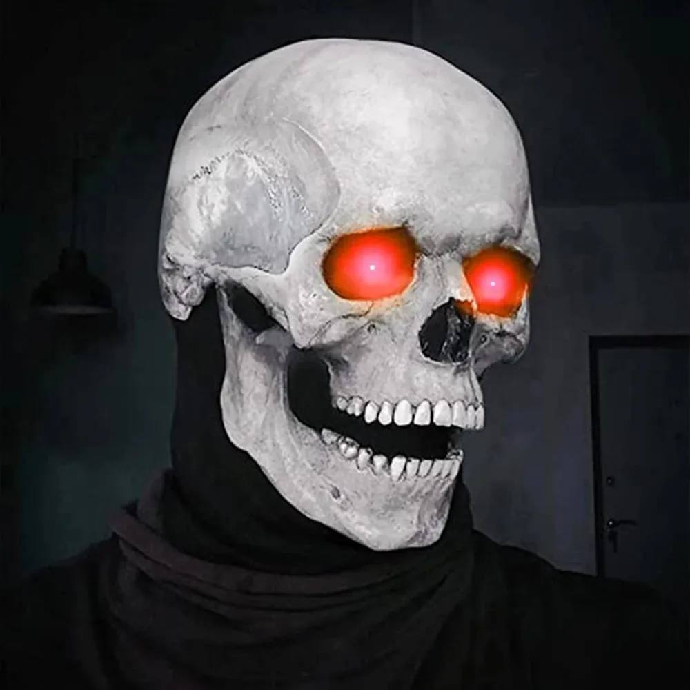 Halloween Mask Latex Mask Skull Mask Horror Decoration Full Head Skull Mask Helmet Movable Jaw Masque