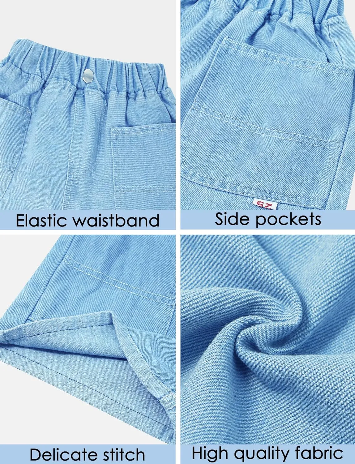 Happy Cherry Baby Girl Summer Denim Shorts Wide Leg Cute Cooling Jeans Hot Pants 1-13Y