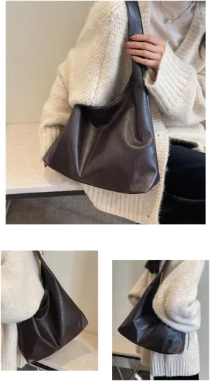 Hobo Shoulder Bag, Soft Faux Leather, Large Capacity Casual Tote Handbag,