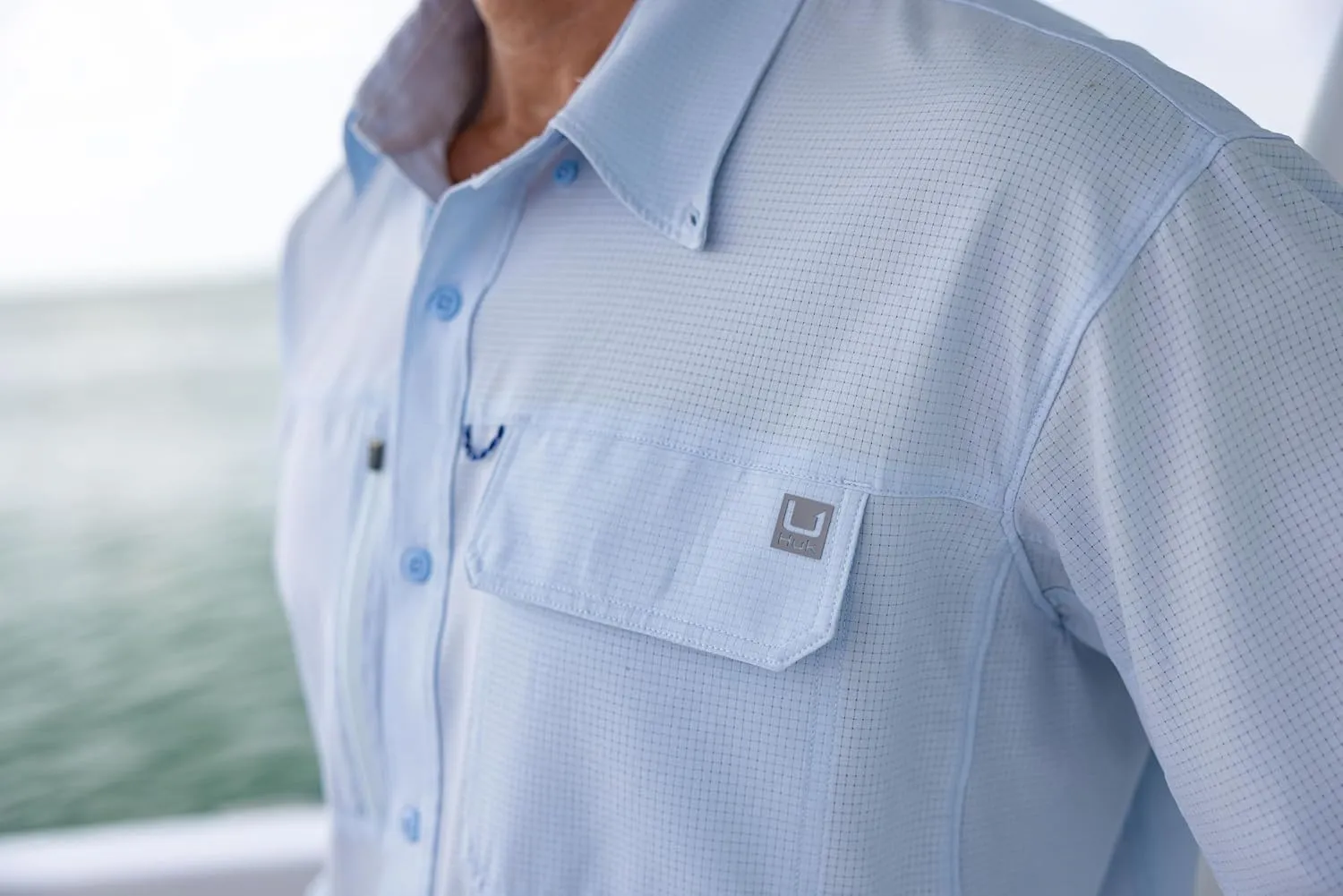 HUK Men's A1a Woven, Performance Long Sleeve Button